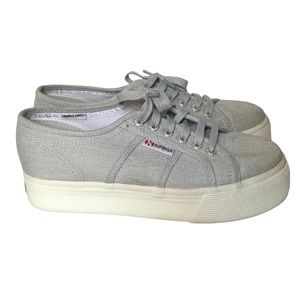 Superga linen light blue platform sneakers size 39